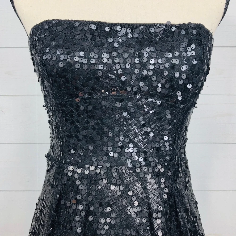 BCBGMaxAzria Strapless Sequin Cocktail Dress Sz 0 - Picture 4 of 9